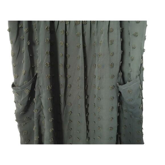 Miholl Dress Size XXL Army Green Swiss Dots Lined Short Sleeve Midi Babydoll - Picture 3 of 14